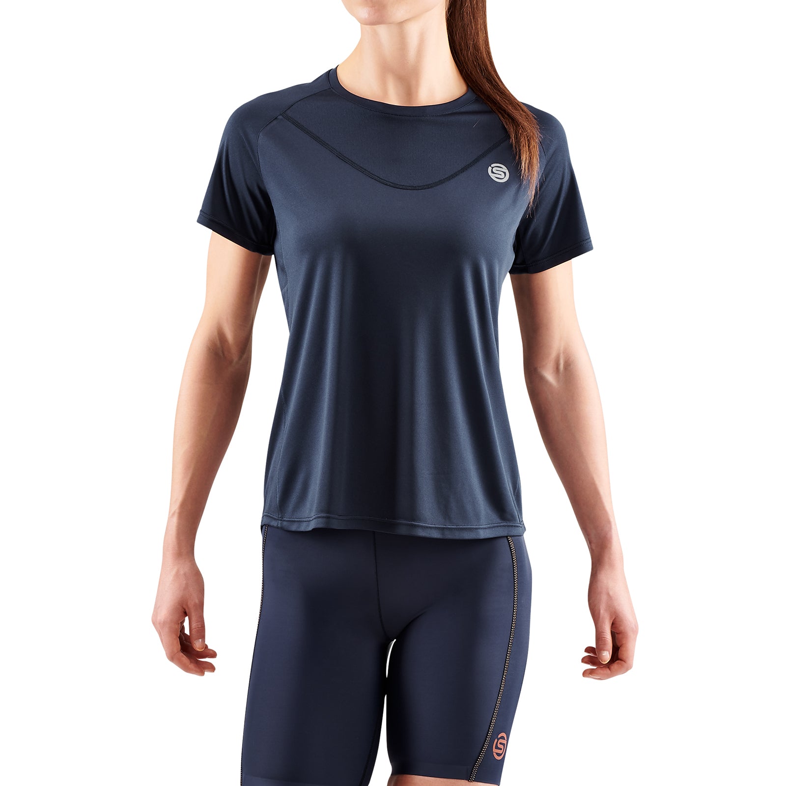 SKINS SERIES-3 Women's Short Sleeve Top Navy Blue