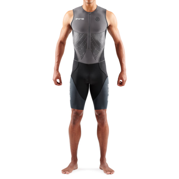 SKINS TRI BRAND SLEEVELESS TRI SUIT CHARCOAL/CARBON